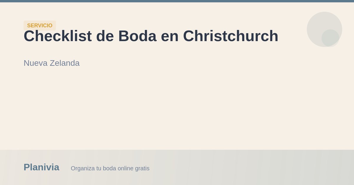 Checklist de Boda en Christchurch | Planivia